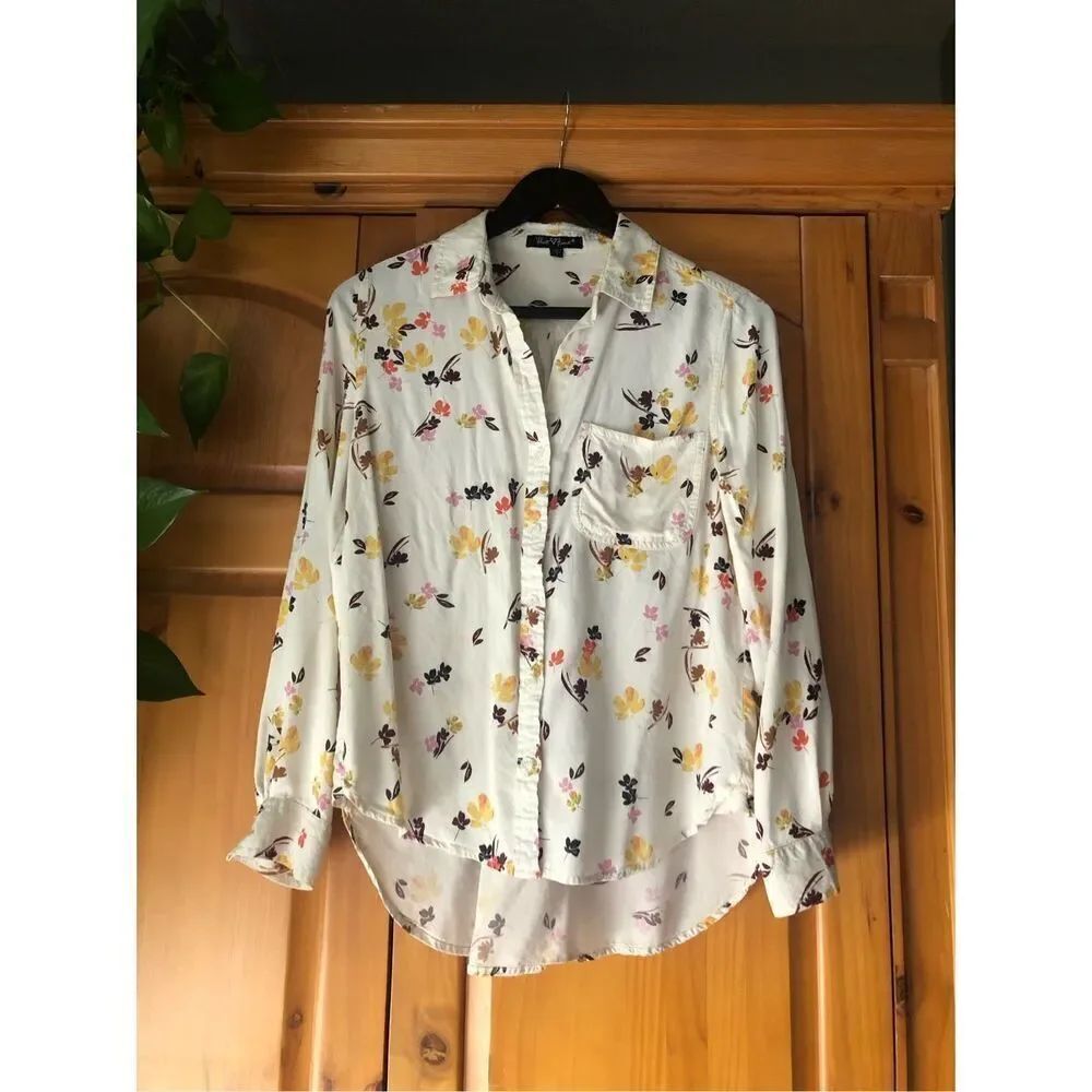 Velvet Heart Colorful Floral summer Button Down Shirt SZ S